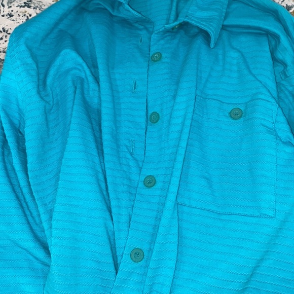 Vintage Jantzen turquoise knit button up top size large - Picture 7 of 8